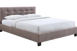 Miliboo Lit Adulte-Lit 2 places 160x200 cm en tissu camel capitonné MARQUISE