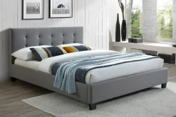 Miliboo Lit Adulte-Lit 2 places 160x200 cm en tissu gris capitonné MARQUISE