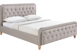 Miliboo Lit Adulte-Lit 2 places 160x200 cm en tissu beige capitonné KRISTEN