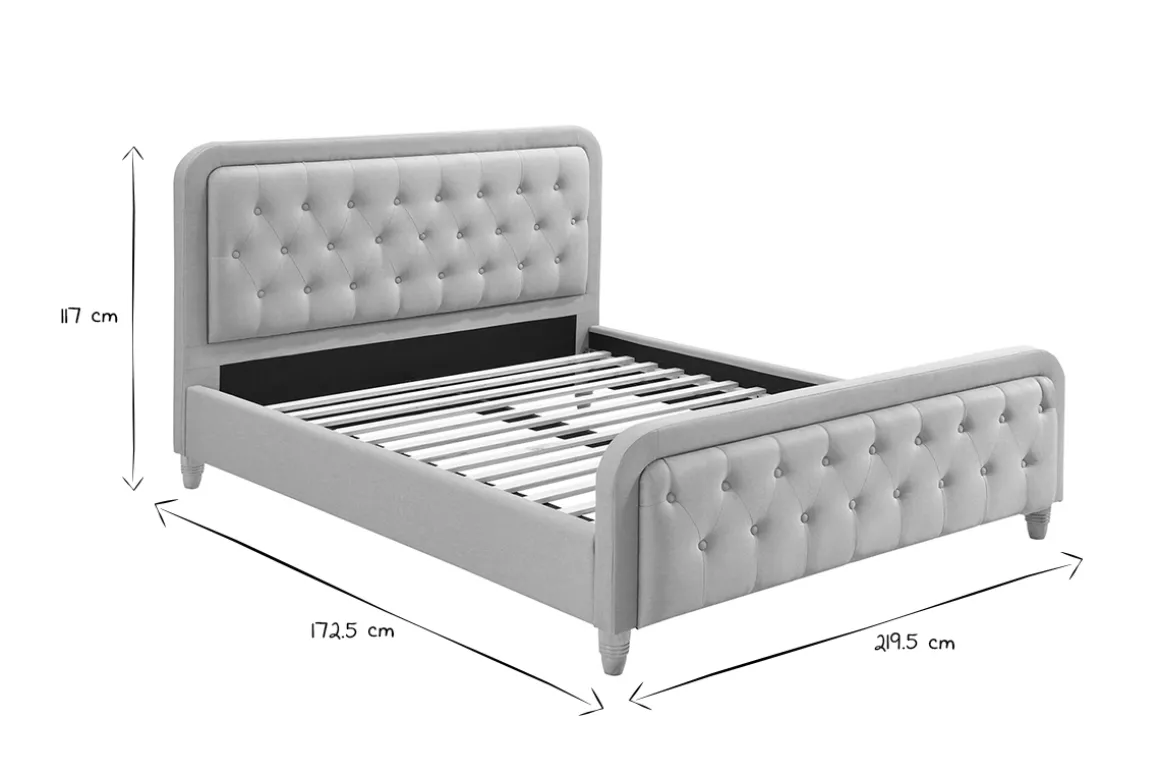 Miliboo Lit Adulte-Lit 2 places 160x200 cm en tissu beige capitonné KRISTEN