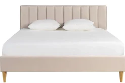 Miliboo Lit Adulte-Lit 2 places 160x200 cm en tissu beige DIANE