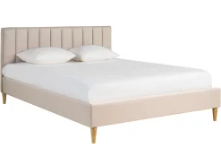 Miliboo Lit Adulte-Lit 2 places 160x200 cm en tissu beige DIANE