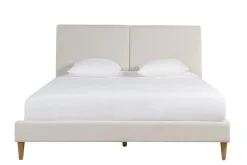 Miliboo Lit Adulte-Lit 2 places 160x200 cm en tissu beige et bois clair SALOME