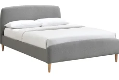 Miliboo Lit Adulte-Lit 2 places 140x200 cm en tissu gris NIELS