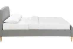 Miliboo Lit Adulte-Lit 2 places 140x200 cm en tissu gris NIELS