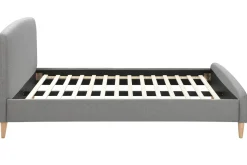 Miliboo Lit Adulte-Lit 2 places 140x200 cm en tissu gris NIELS