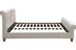 Miliboo Lit Adulte-Lit 2 places 160x200 cm en tissu velours beige capitonné RILEY