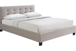 Miliboo Lit Adulte-Lit 2 places 160x200 cm en tissu lin beige capitonné MARQUISE