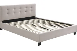 Miliboo Lit Adulte-Lit 2 places 160x200 cm en tissu lin beige capitonné MARQUISE