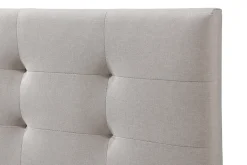 Miliboo Lit Adulte-Lit 2 places 160x200 cm en tissu lin beige capitonné MARQUISE