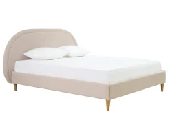 Miliboo Lit Adulte-Lit 2 places 160x200 en tissu beige CHARLINE