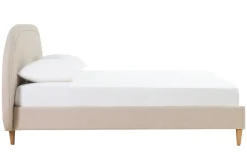 Miliboo Lit Adulte-Lit 2 places 160x200 en tissu beige CHARLINE