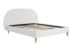 Miliboo Lit Adulte-Lit 2 places 160x200 en tissu effet laine bouclée CHARLINE