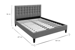 Miliboo Lit Adulte-Lit 2 places 160x200 en tissu gris clair capitonné DANAE