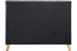 Miliboo Lit Adulte-Lit 2 places 140x200cm en bois et tissu gris capitonné LYNN