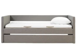 Miliboo Lit Adulte|Lit Enfant-Lit gigogne en tissu gris 90x190 cm ELIE