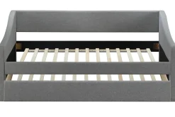 Miliboo Lit Adulte|Lit Enfant-Lit gigogne en tissu gris clair 90x190 cm BEKKER