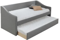 Miliboo Lit Adulte|Lit Enfant-Lit gigogne en tissu gris clair 90x190 cm BEKKER