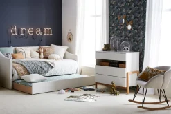 Miliboo Lit Adulte|Lit Enfant-Lit gigogne en tissu gris clair 90x190 cm BEKKER