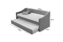 Miliboo Lit Adulte|Lit Enfant-Lit gigogne en tissu gris clair 90x190 cm BEKKER