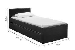 Miliboo Lit Adulte|Lit Enfant-Lit gigogne 90x190 cm noir mat MACCO