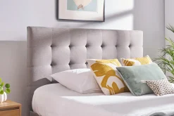 Miliboo Lit Adulte-Lit tiroir 2 places 160x200 cm en tissu gris clair RENO