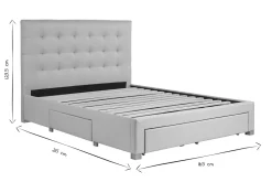 Miliboo Lit Adulte-Lit tiroirs 2 places 160x200 cm en tissu beige RENO