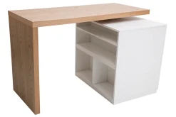 Miliboo Table De Bar / Bar-îlot - table de bar modulable avec rangement blanc mat et bois clair chêne L140-165 cm MAX