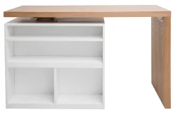 Miliboo Table De Bar / Bar-îlot - table de bar modulable avec rangement blanc mat et bois clair chêne L140-165 cm MAX