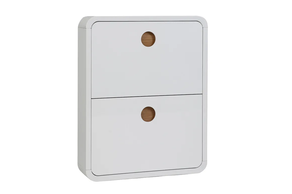 Miliboo Meuble D'entrée|Meuble À Chaussures-Meuble à chaussures design finition blanc brillant 2 tiroirs L66 cm KOPEN