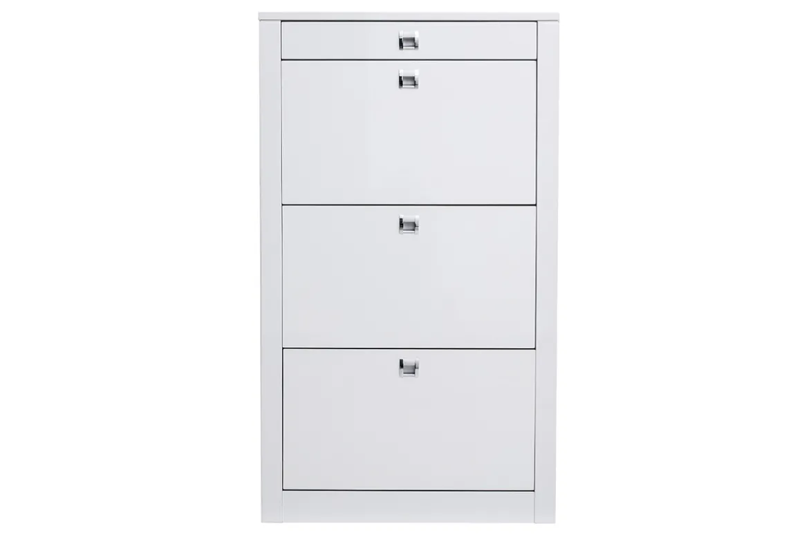 Miliboo Meuble D'entrée|Meuble À Chaussures-Meuble à chaussures design blanc laqué brillant L70 cm DEVA