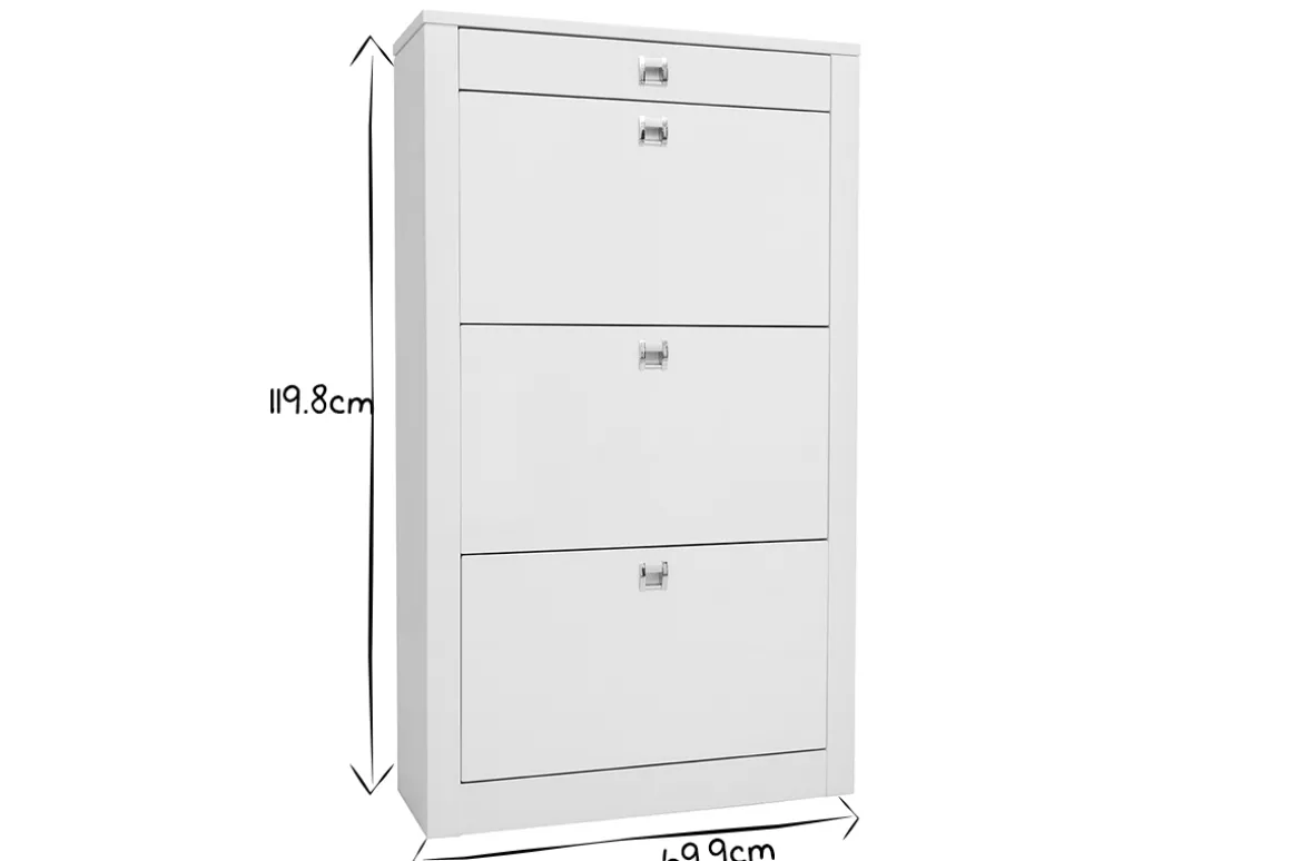 Miliboo Meuble D'entrée|Meuble À Chaussures-Meuble à chaussures design blanc laqué brillant L70 cm DEVA