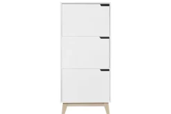 Miliboo Bibliothèque Et Étagère|Bibliothèque Et Étagère-Meuble de rangement haut blanc et bois clair 3 portes L60 cm LEENA