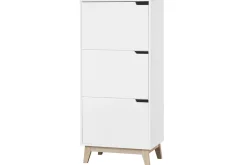 Miliboo Bibliothèque Et Étagère|Bibliothèque Et Étagère-Meuble de rangement haut blanc et bois clair 3 portes L60 cm LEENA