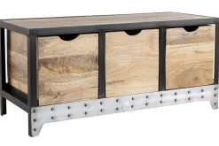 Miliboo Commode|Commode-Meuble de rangement industriel en bois manguier massif et métal noir 3 tiroirs L100 cm ATELIER