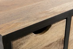 Miliboo Commode|Commode-Meuble de rangement industriel en bois manguier massif et métal noir 3 tiroirs L100 cm ATELIER