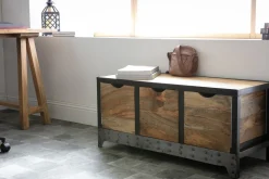 Miliboo Commode|Commode-Meuble de rangement industriel en bois manguier massif et métal noir 3 tiroirs L100 cm ATELIER