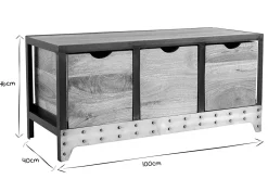 Miliboo Commode|Commode-Meuble de rangement industriel en bois manguier massif et métal noir 3 tiroirs L100 cm ATELIER