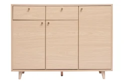 Miliboo Meuble À Chaussures-Meuble d'entrée - meuble de rangements à chaussures finition bois clair chêne et métal doré L110 cm SILVESTRE