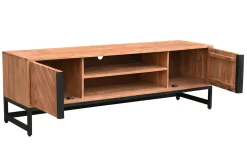 Miliboo Meuble Tv Design-Meuble TV à motifs chevrons en bois massif et métal noir L158 cm STICK