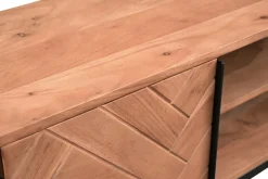 Miliboo Meuble Tv Design-Meuble TV à motifs chevrons en bois massif et métal noir L158 cm STICK