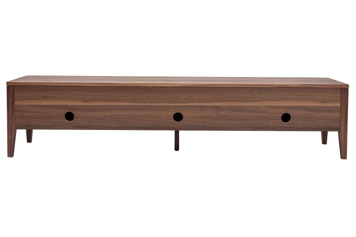 Miliboo Meuble Tv Design-Meuble TV bois foncé noyer 3 tiroirs L180 cm BENJA