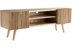 Miliboo Meuble Tv Design-Meuble TV bois manguier massif avec portes coulissantes L140 cm ALBA
