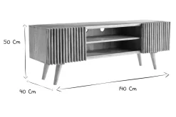 Miliboo Meuble Tv Design-Meuble TV bois manguier massif avec portes coulissantes L140 cm ALBA