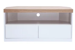 Miliboo Meuble Tv Design-Meuble TV d'angle blanc et bois clair chêne L100 cm MAX
