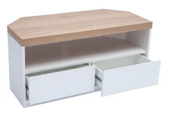 Miliboo Meuble Tv Design-Meuble TV d'angle blanc et bois clair chêne L100 cm MAX