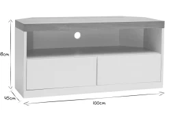 Miliboo Meuble Tv Design-Meuble TV d'angle blanc et bois clair chêne L100 cm MAX