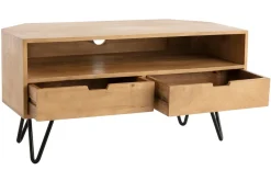 Miliboo Meuble Tv Design-Meuble TV d'angle en bois manguier massif et métal noir L100 cm VIBES