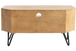 Miliboo Meuble Tv Design-Meuble TV d'angle en bois manguier massif et métal noir L100 cm VIBES