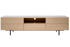 Miliboo Meuble Tv Design-Meuble TV design avec rangements finition bois clair chêne et métal noir L180 cm ALASKA